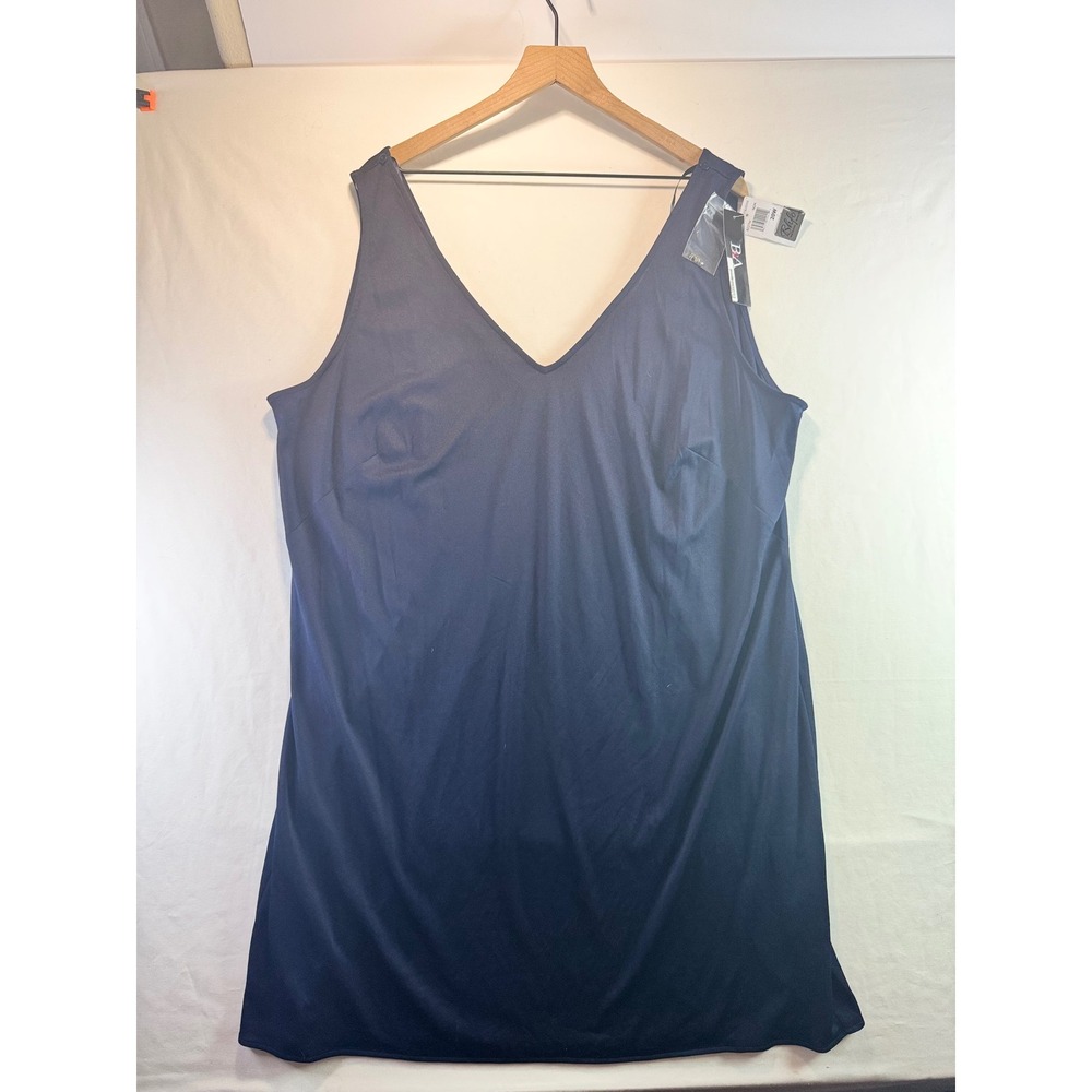 B&H Navy Blue Sleeveless V-Neck Top Plus Size 20W Style 8227W NWT
